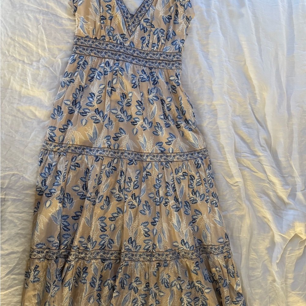 Floral Blue and Cream Maxi Dress - Picture 2 of 5